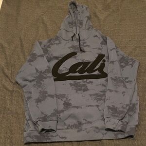 Original Deluxe Cali Hooded Sweater in Light Blue and Dark Gray Print